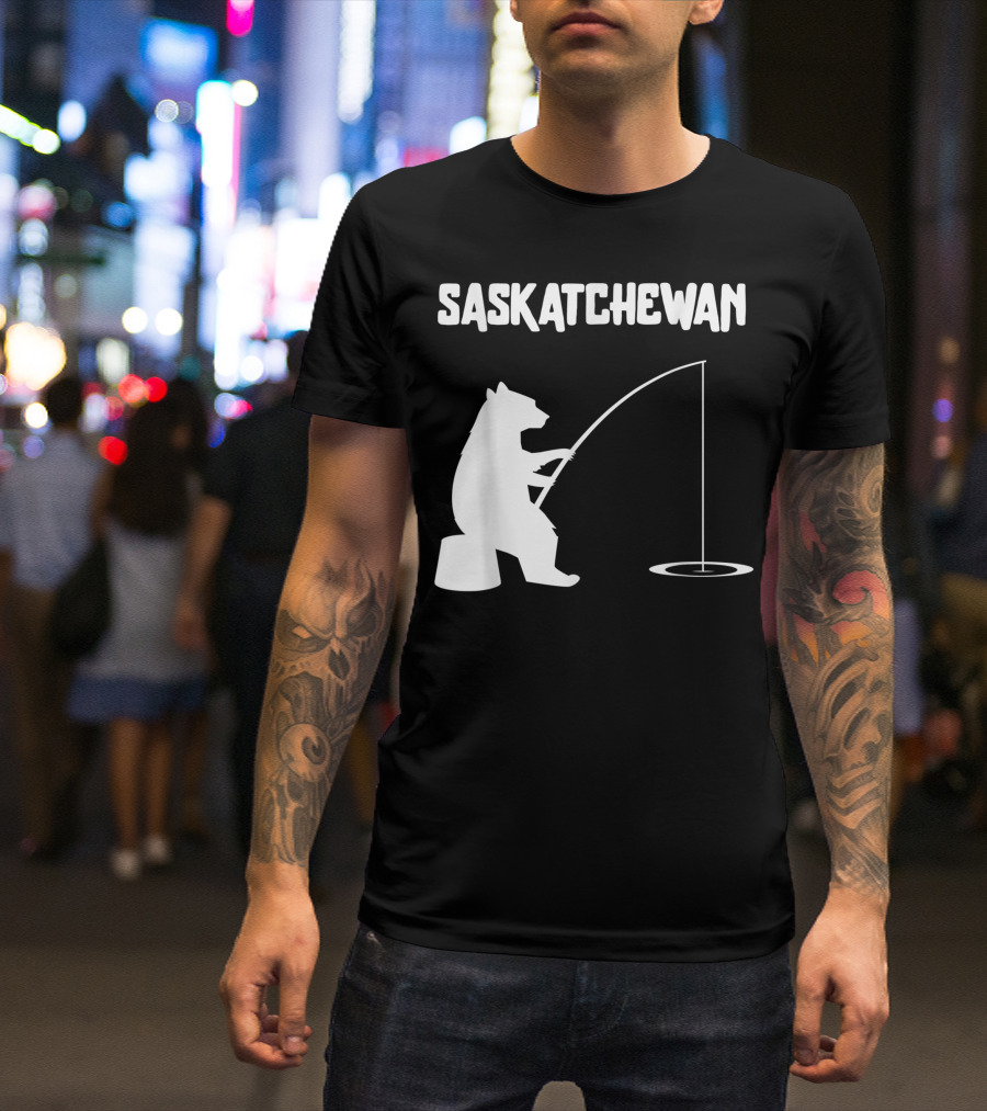 Saskatchewan Bear Ice Fishing T-Shirt