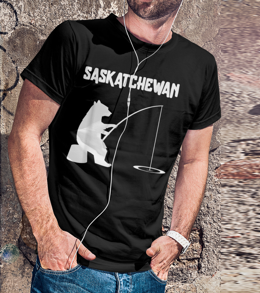 Saskatchewan Bear Ice Fishing T-Shirt