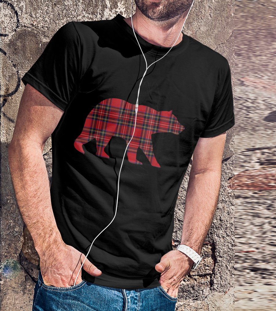 Scottish Stewart Plaid Bear T-Shirt