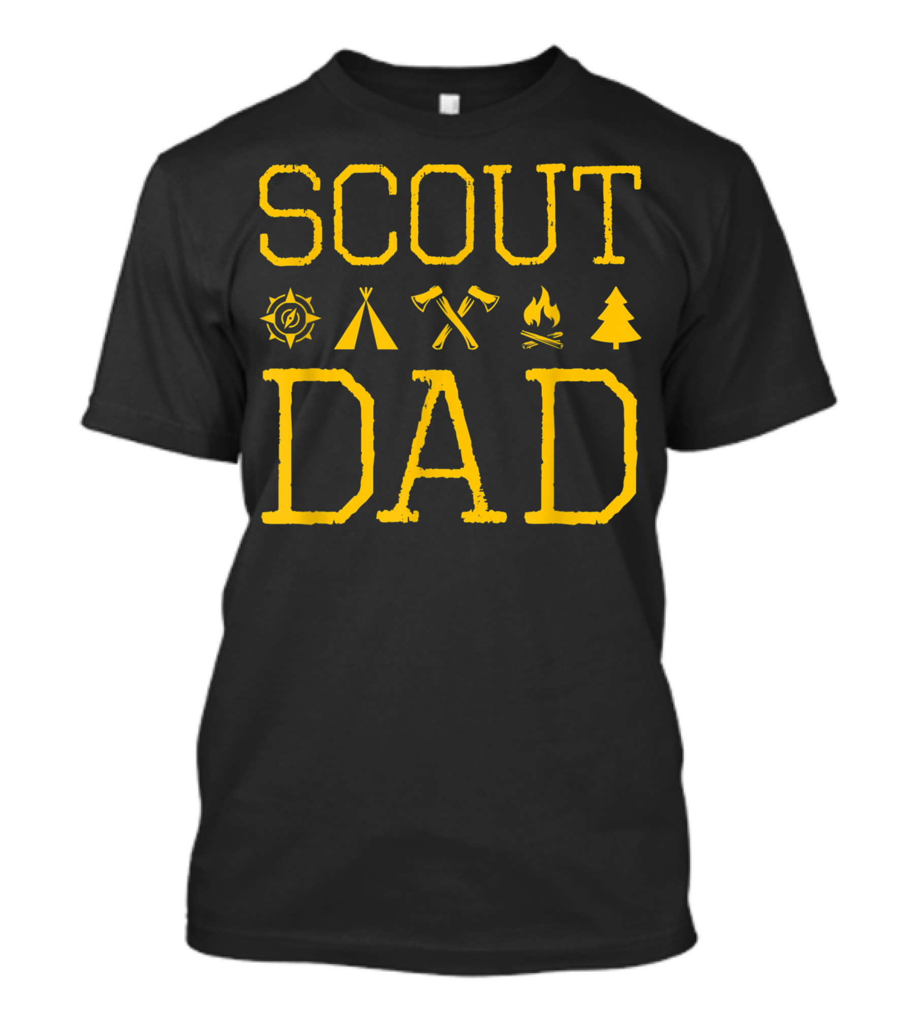 Scout Dad Scout Scouting Member Supporter Compass Tent Axes Campfire Tree T-Shirt