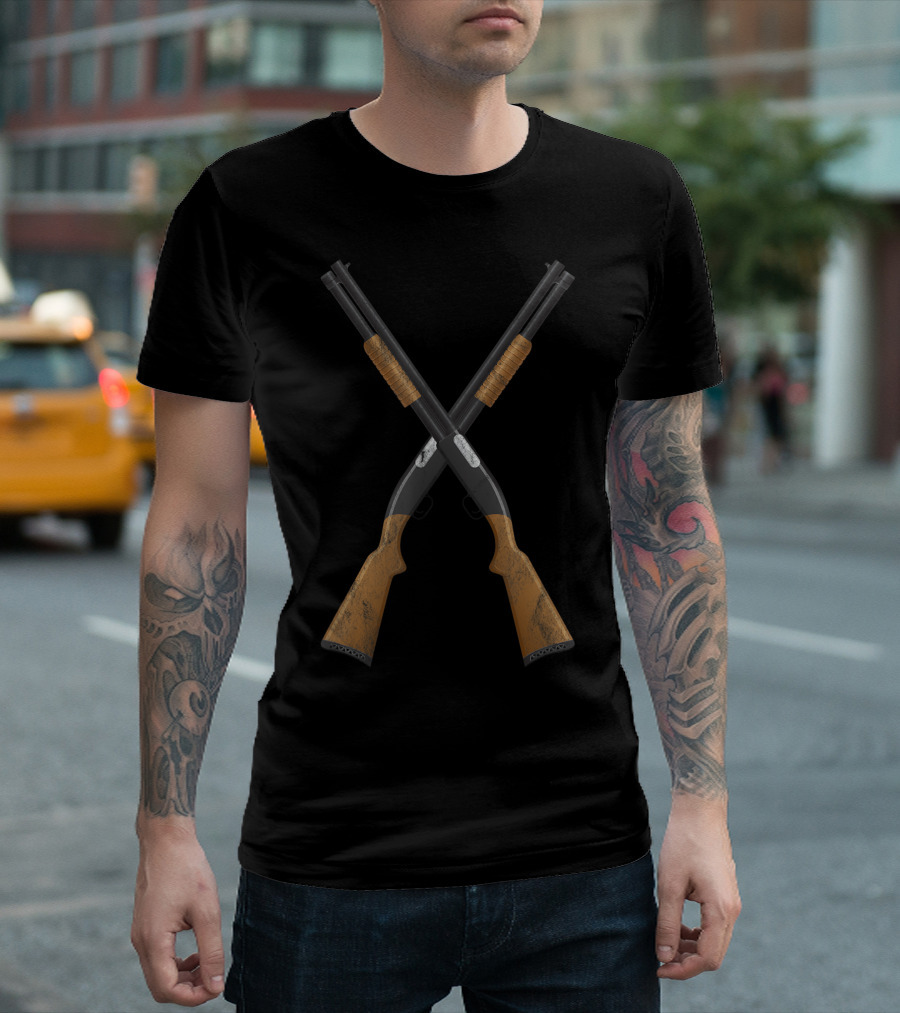 Second Amendment Crossed Shotguns Progun T-Shirt