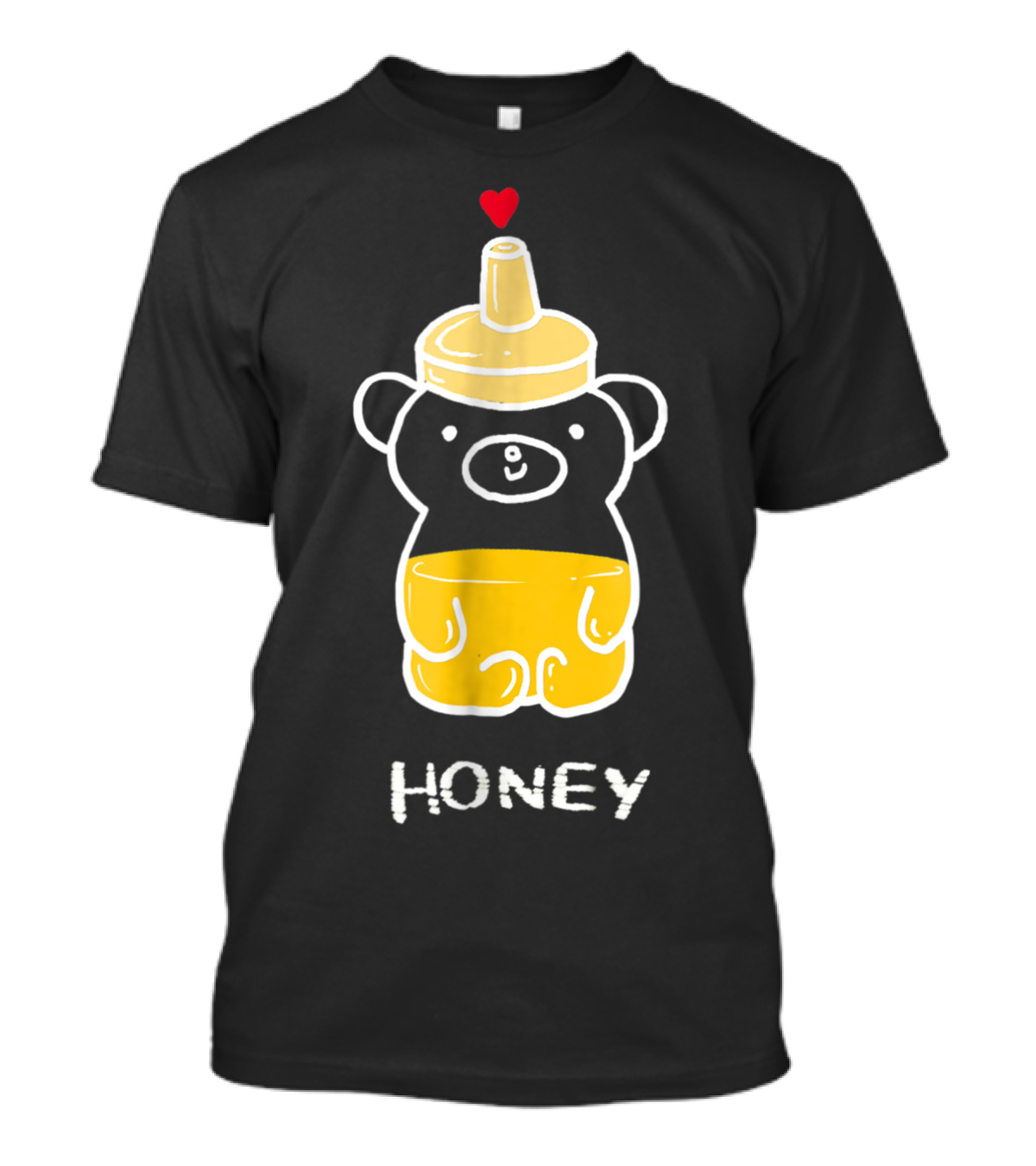 Shor Sleeve Ee Shirs Cute Kawaii Honey Bear With Honey Bottle Head And Heart T-Shirt