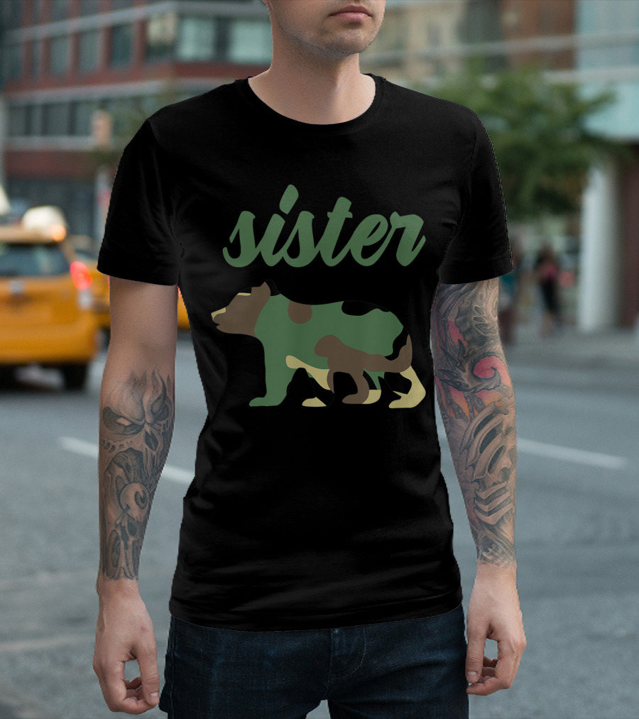 Sister Camo Bear Matching Family T-Shirt