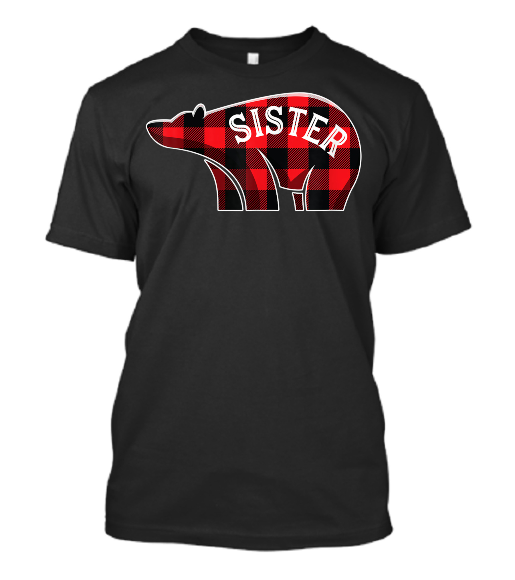 Sister Bear Buffalo Plaid Christmas T-Shirt