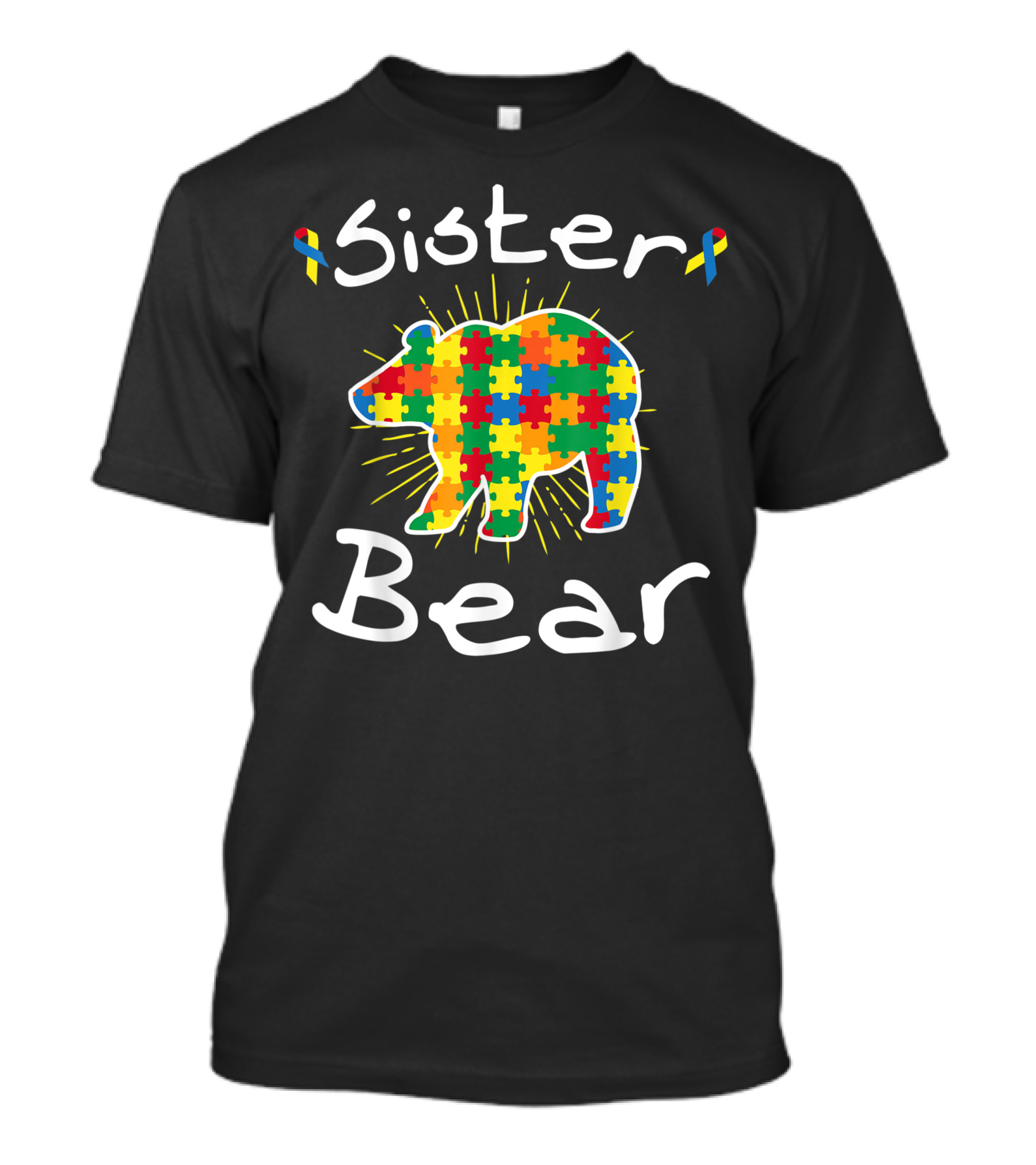 Sister Bear Autism Awareness Puzzle Piece T-Shirt