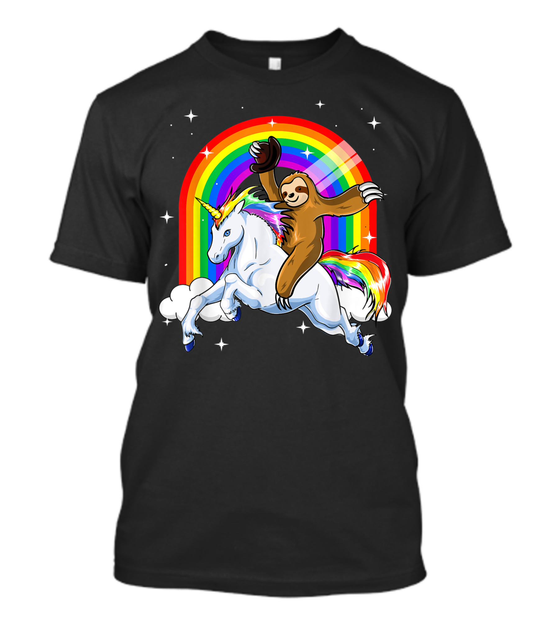 Slothicorn Riding Unicorn Rainbow Fantasy T-Shirt