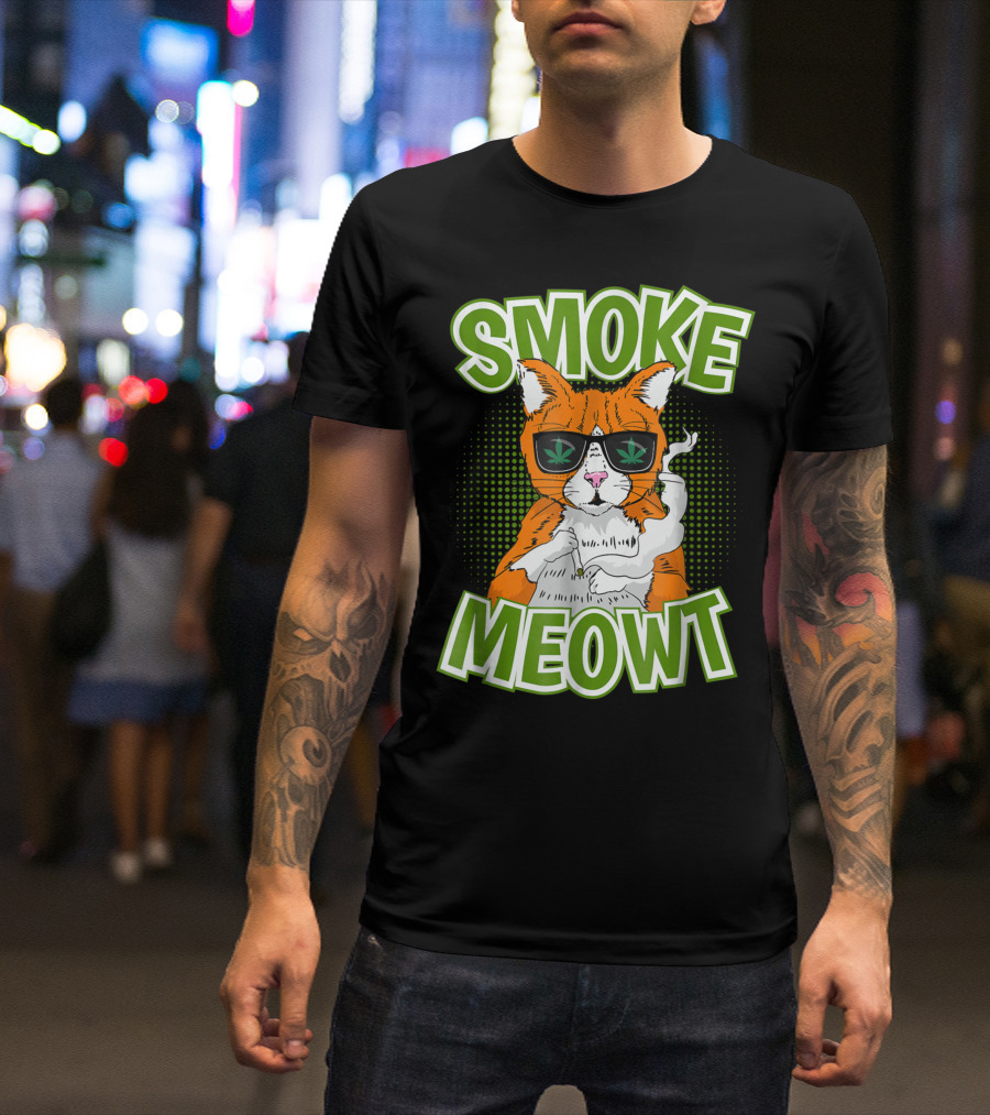 Smoke Meow Cat Cannabis Weed T-Shirt