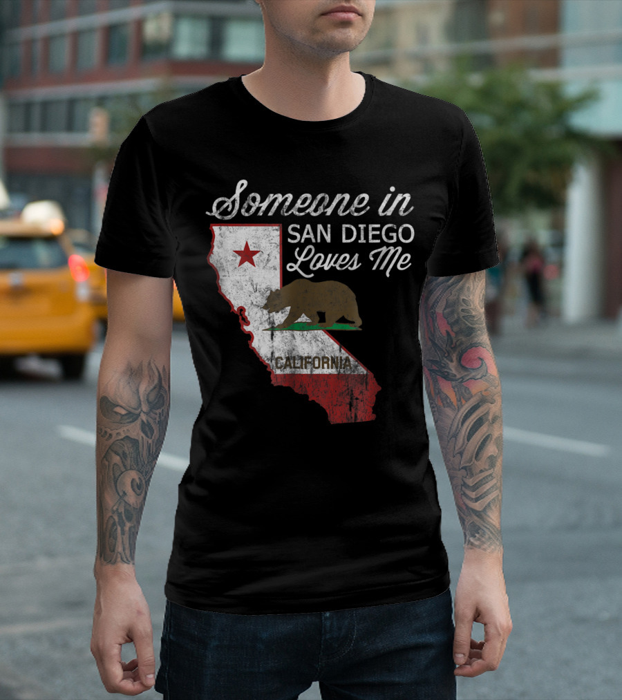 Someone In San Diego Loves Me California Bear Flag Map T-Shirt