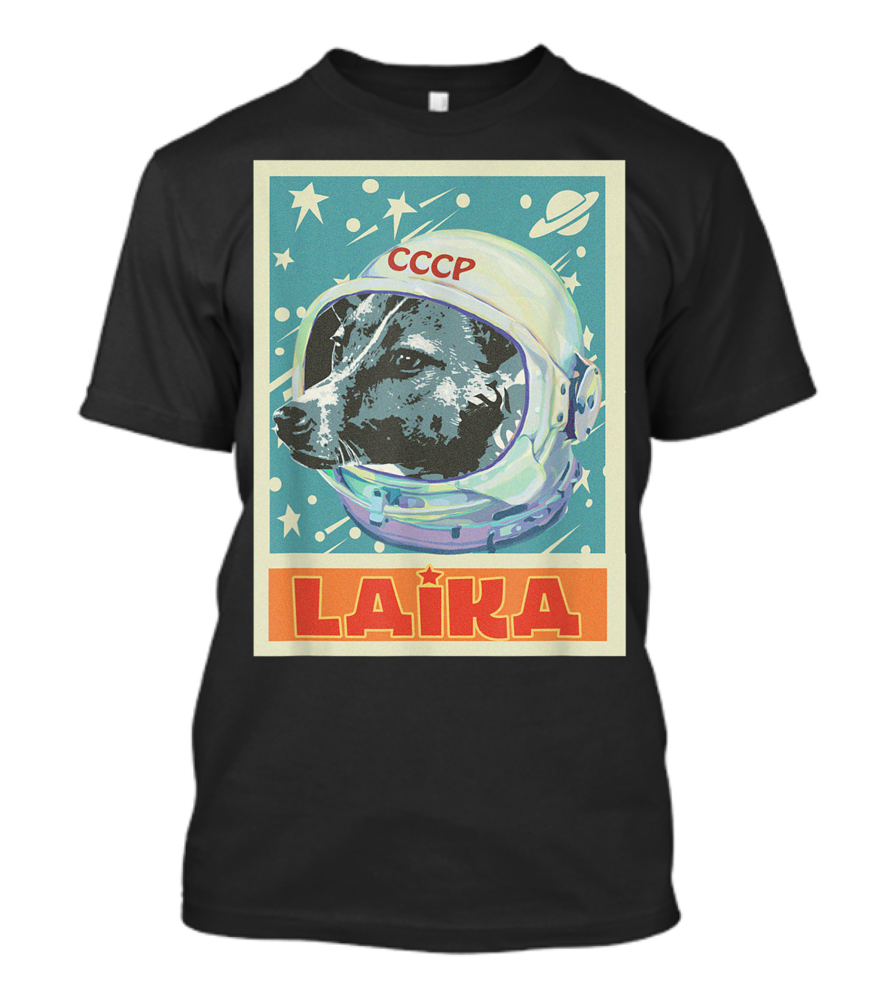 Laika Dog CCCP Space Helmet Soviet Union Propaganda T-Shirt