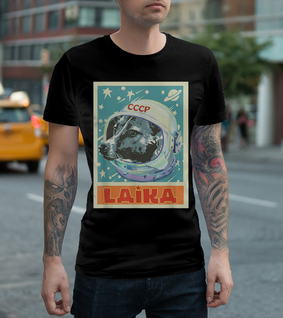 Laika Dog CCCP Space Helmet Soviet Union Propaganda T-Shirt
