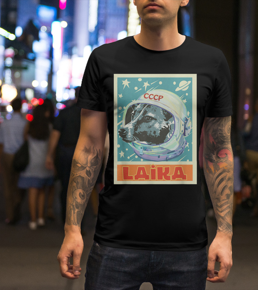 Laika Dog CCCP Space Helmet Soviet Union Propaganda T-Shirt