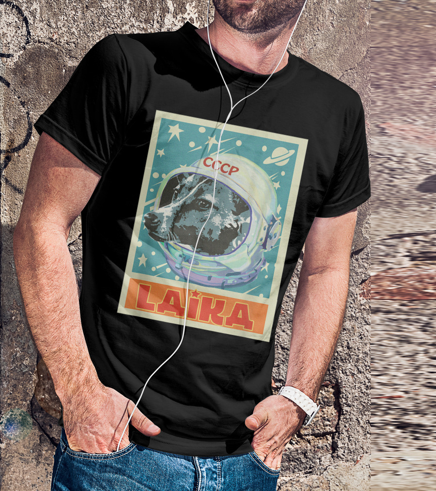 Laika Dog CCCP Space Helmet Soviet Union Propaganda T-Shirt