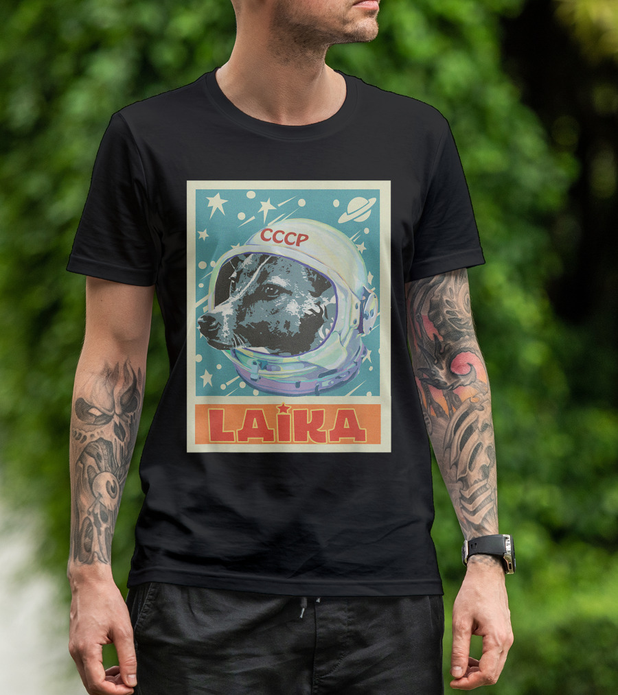 Laika Dog CCCP Space Helmet Soviet Union Propaganda T-Shirt