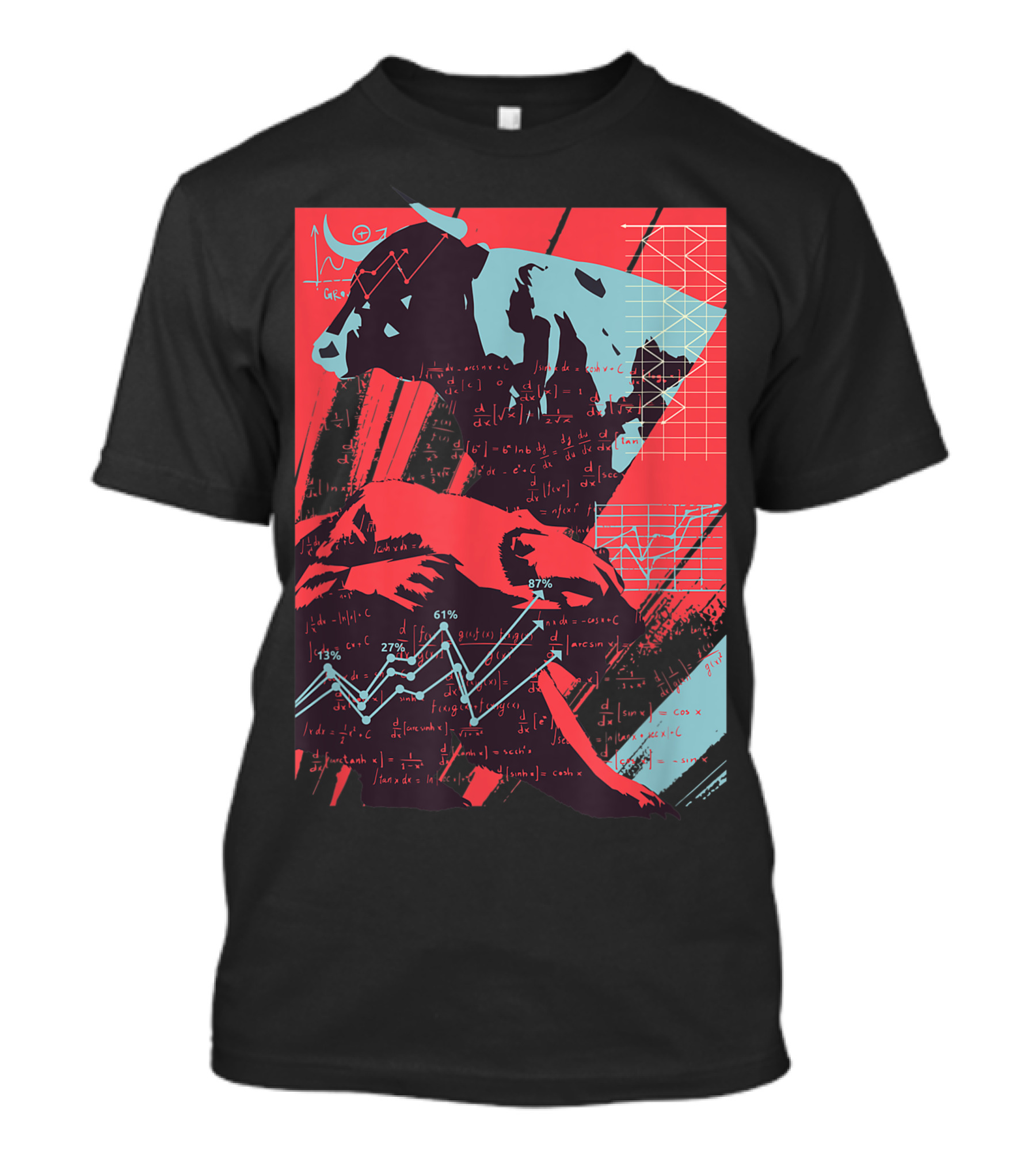 Stock Market Bull Vs Bear Trader Forex Motive With Graphs And Charts T-Shirt