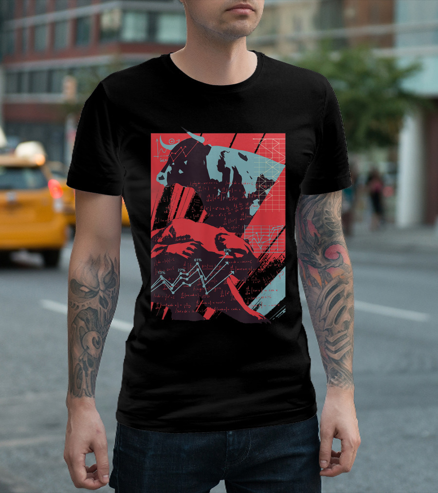 Stock Market Bull Vs Bear Trader Forex Motive With Graphs And Charts T-Shirt