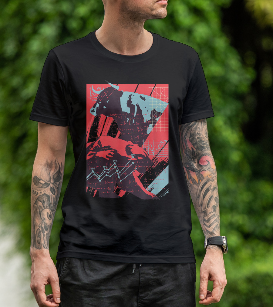 Stock Market Bull Vs Bear Trader Forex Motive With Graphs And Charts T-Shirt