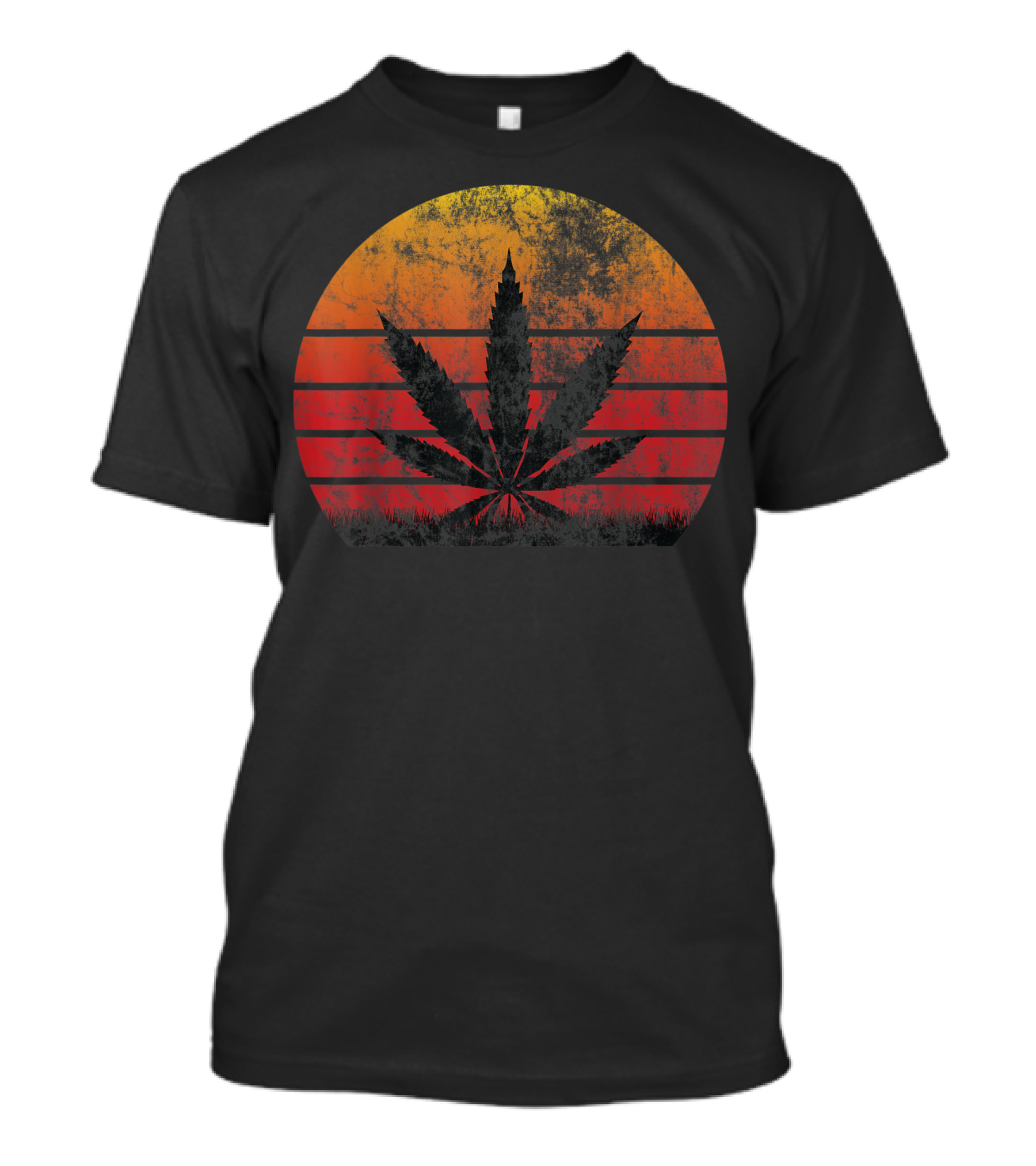 Sunset Vintage Cannabis Weed Leaf T-Shirt