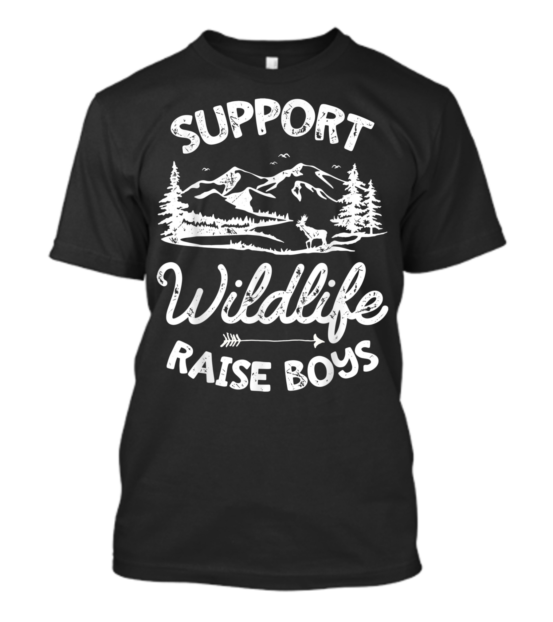 Support Wildlife Raise Boys Mountain Nature Scene T-Shirt