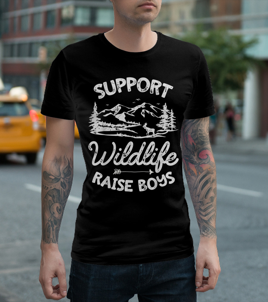 Support Wildlife Raise Boys Mountain Nature Scene T-Shirt