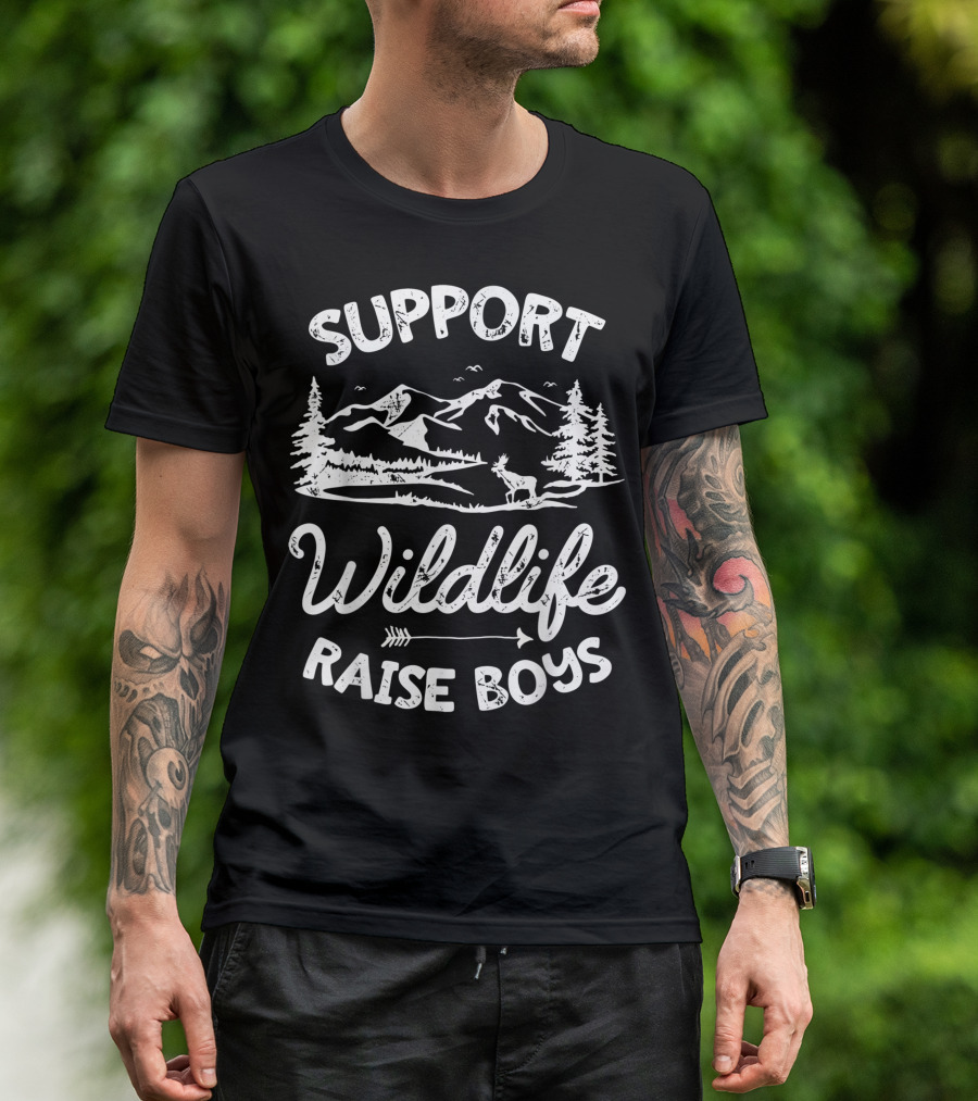 Support Wildlife Raise Boys Mountain Nature Scene T-Shirt