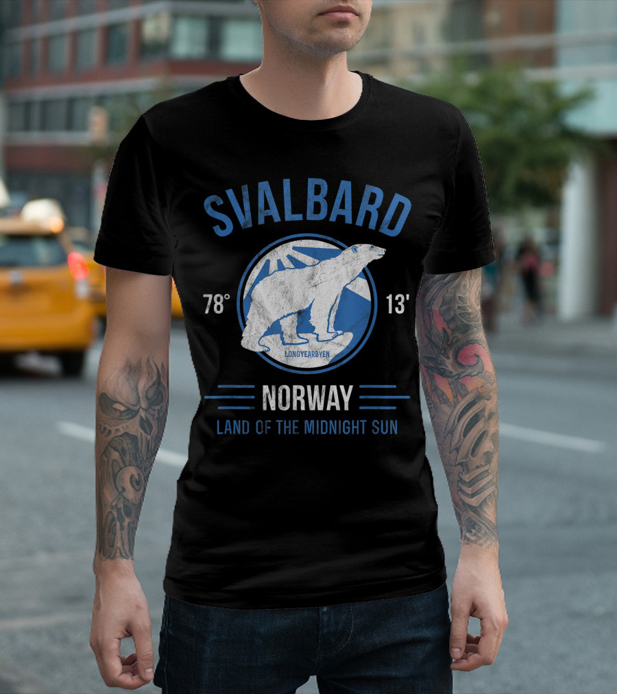 Svalbard Norway 78° 13' Polar Bear Longyearbyen Land Of The Midnight Sun T-Shirt