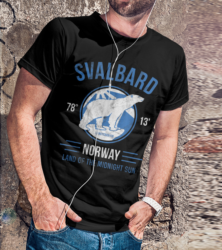 Svalbard Norway 78° 13' Polar Bear Longyearbyen Land Of The Midnight Sun T-Shirt