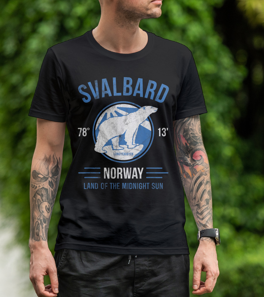 Svalbard Norway 78° 13' Polar Bear Longyearbyen Land Of The Midnight Sun T-Shirt