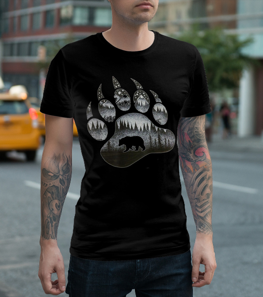 Touching Ghost Spirit Bear Paw Nature Mountain Forest T-Shirt