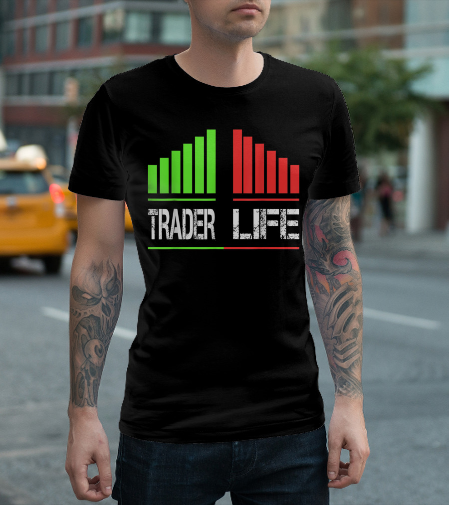 Trader Life Wall Street Bull and Bear Market Trading Bars T-Shirt