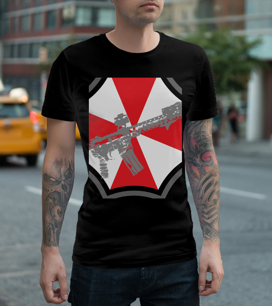 Ucwrg The 2Nd Amendment Freedoms Best Hope Rifle Over Red and White Umbrella T-Shirt