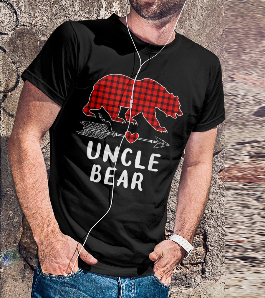 Uncle Bear Buffalo Red Plaid Heart Arrow T-Shirt