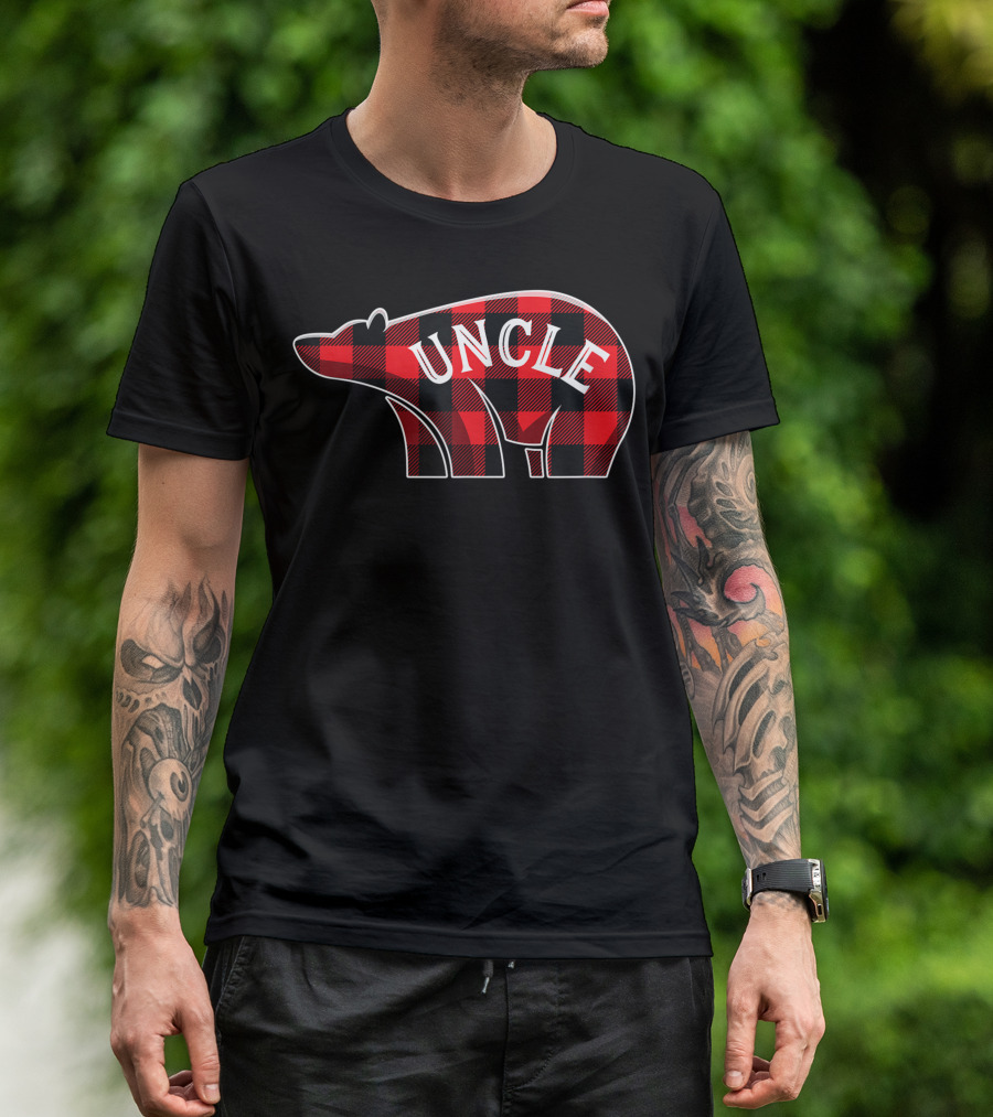 Uncle Bear Plaid Christmas Buffalo Check T-Shirt