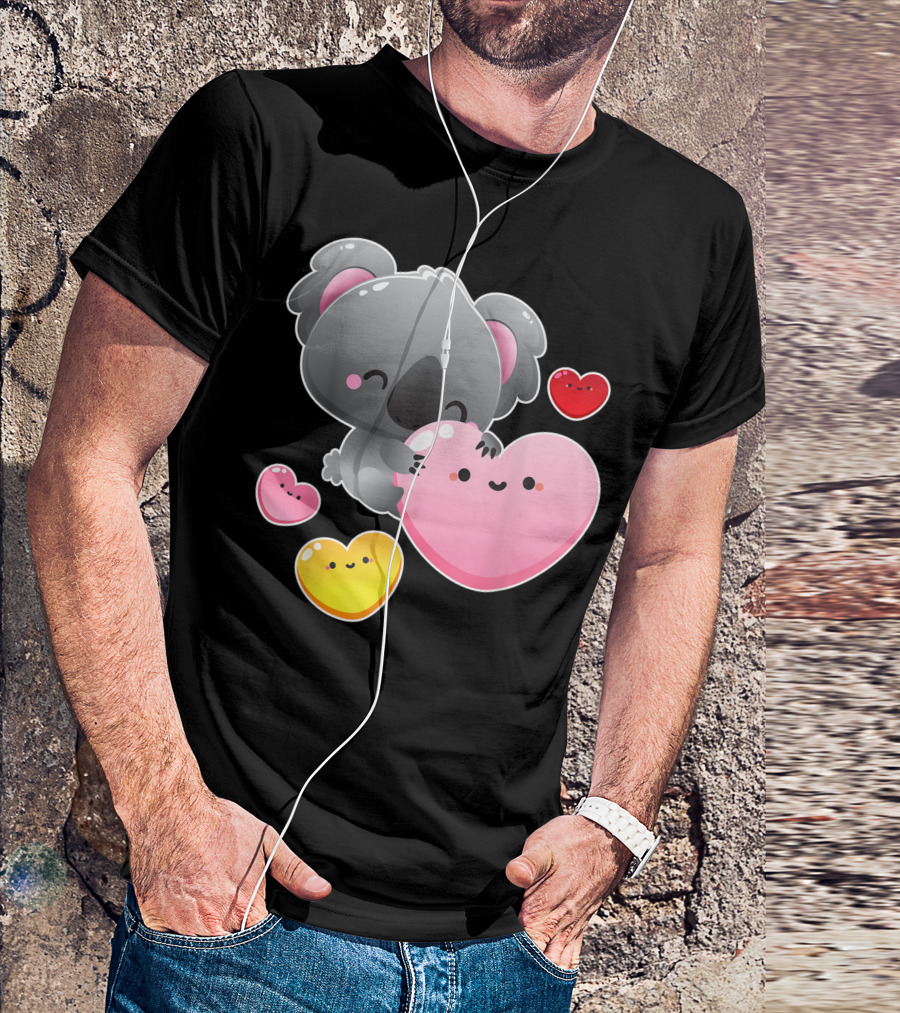 Valentines Day Koala Bear With Cute Heart Faces T-Shirt