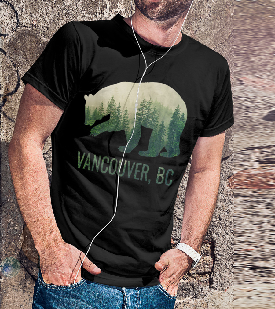 Vancouver BC Bear Forest Silhouette British Columbia Canada PNW T-Shirt
