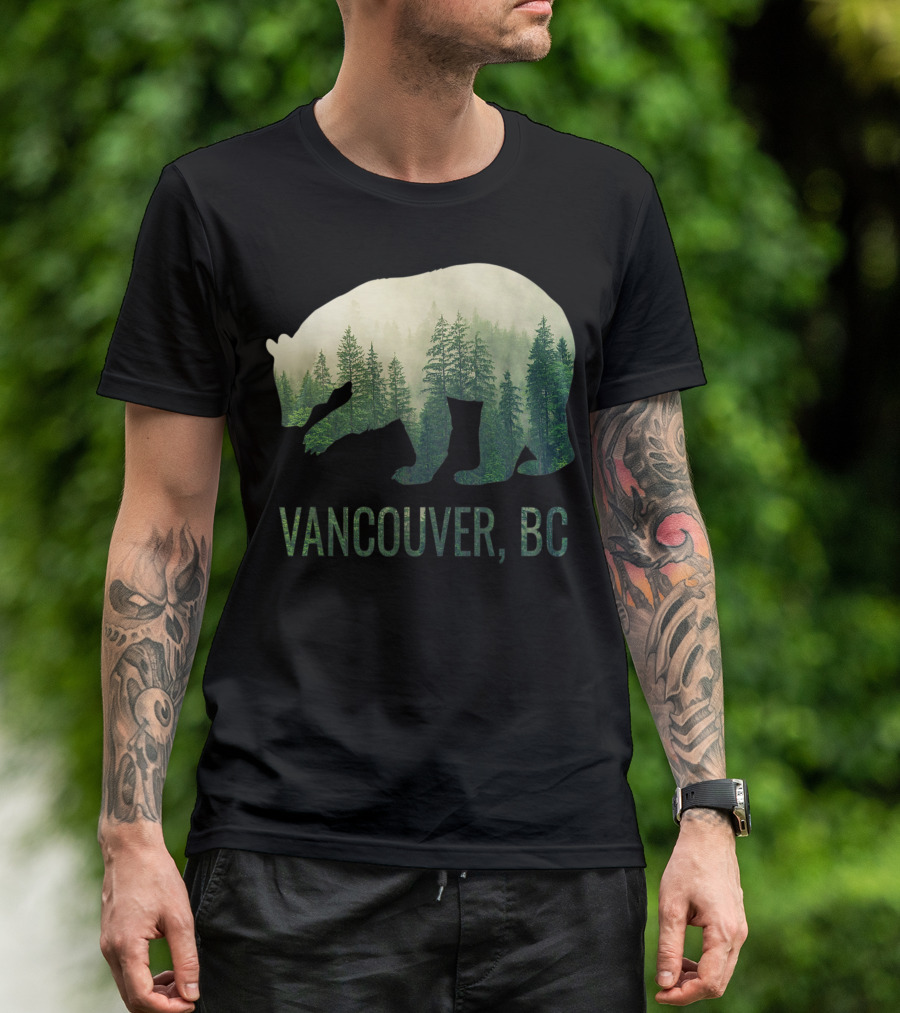Vancouver BC Bear Forest Silhouette British Columbia Canada PNW T-Shirt