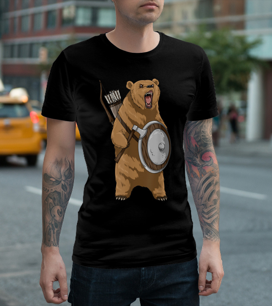 Viking Bear Warrior Archer Shield Bear Lovers T-Shirt