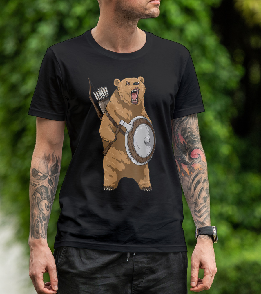 Viking Bear Warrior Archer Shield Bear Lovers T-Shirt