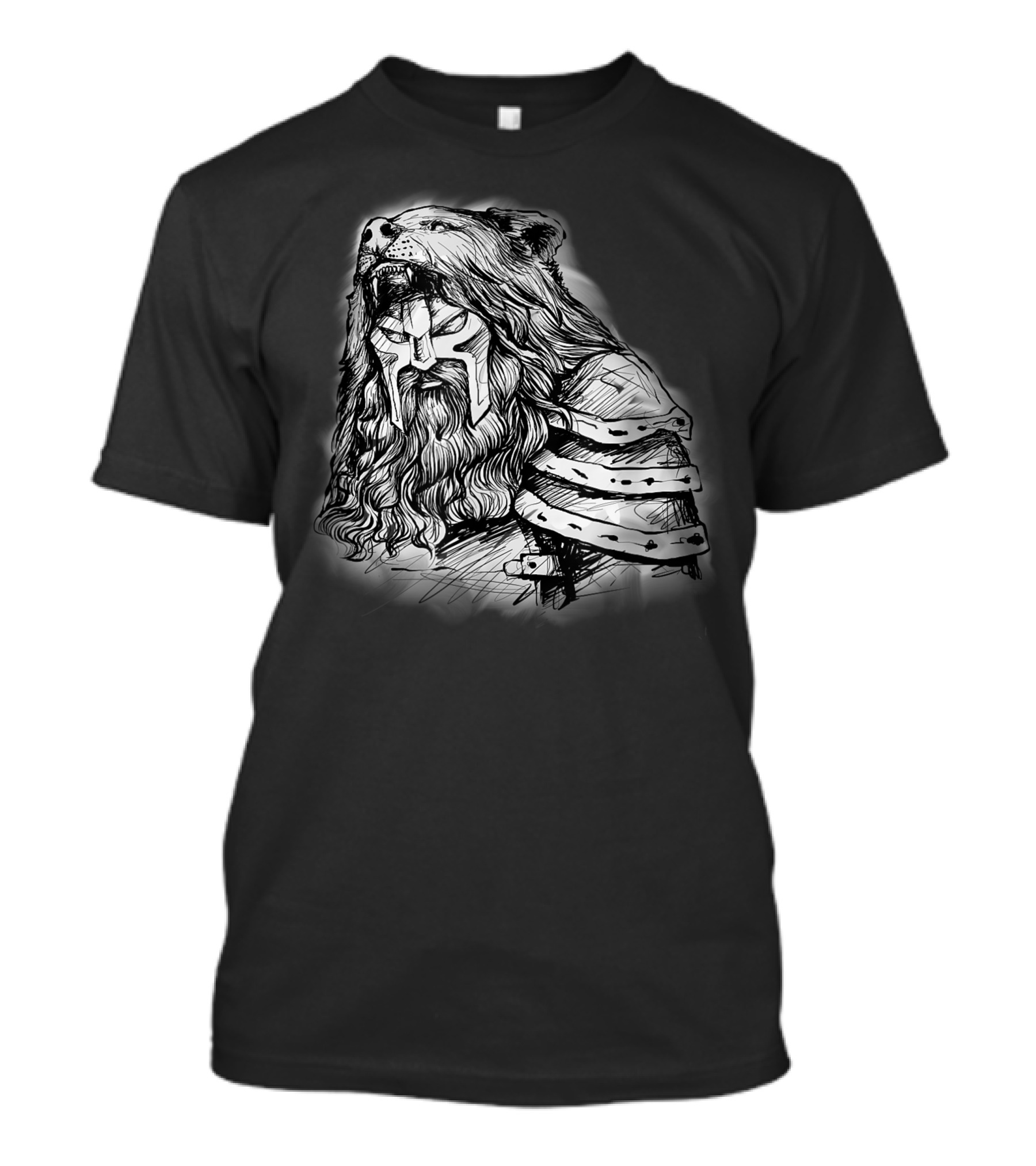 Viking Mythology Warrior With Bear Headdress T-Shirt