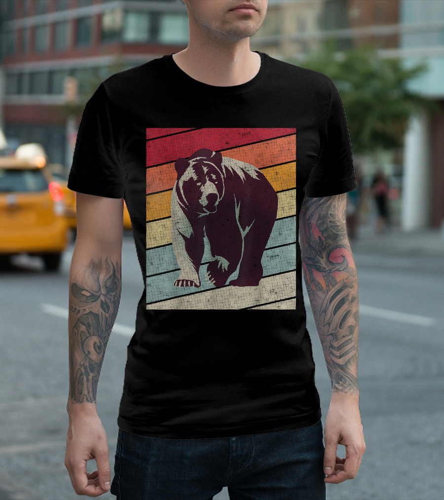 Vintage Bear Lover Bears Retro Stripes T-Shirt