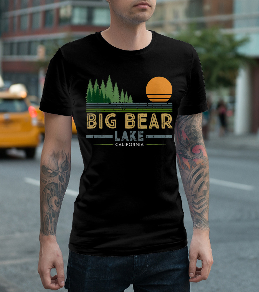 Big Bear Lake California Vintage Forest Sunset T-Shirt