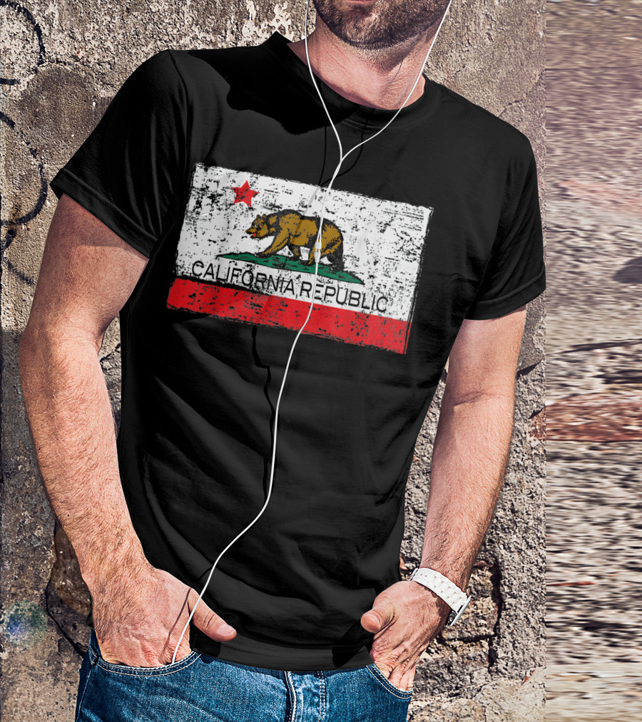 Vintage California Republic Bear Flag Cali Life I Love T-Shirt