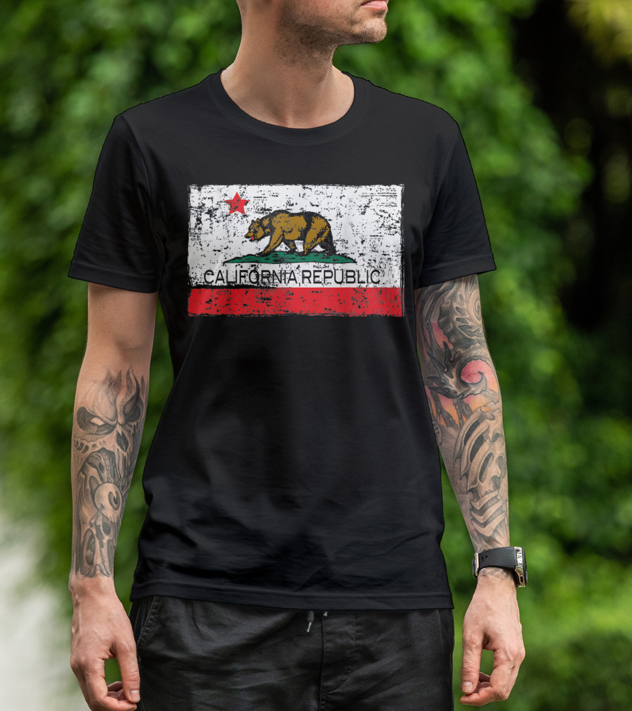 Vintage California Republic Bear Flag Cali Life I Love T-Shirt