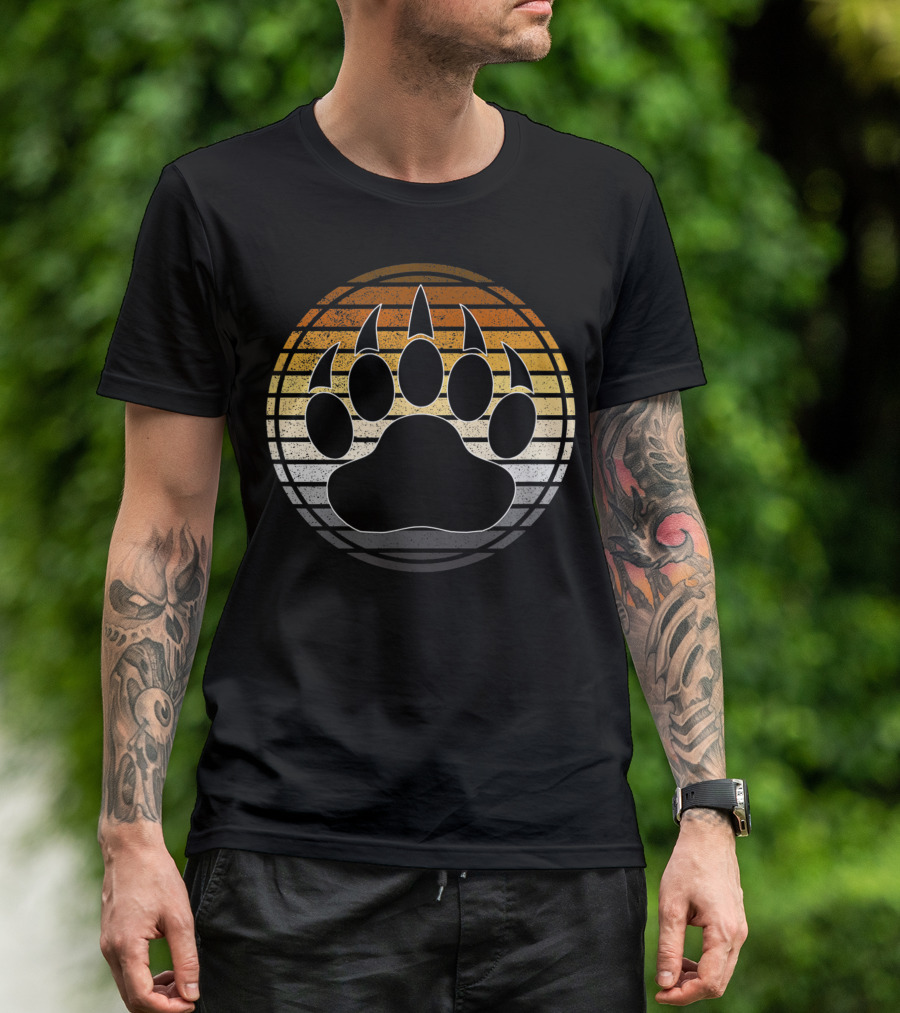 Vintage Distressed Gay Bear Pride Claw Paw Print Horizon T-Shirt