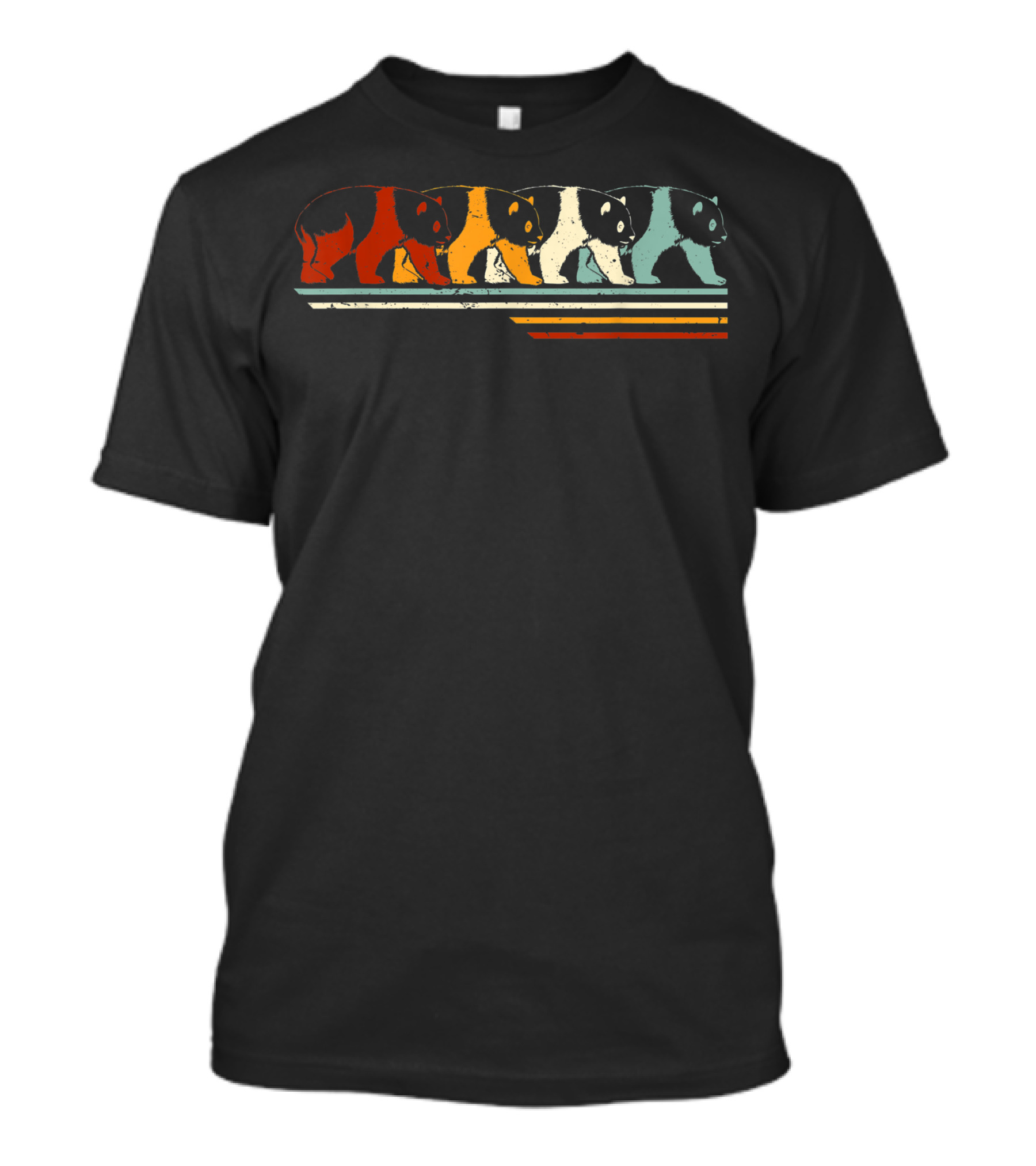 Vintage Rainbow Panda Bear Animal Lover Zookeeper T-Shirt