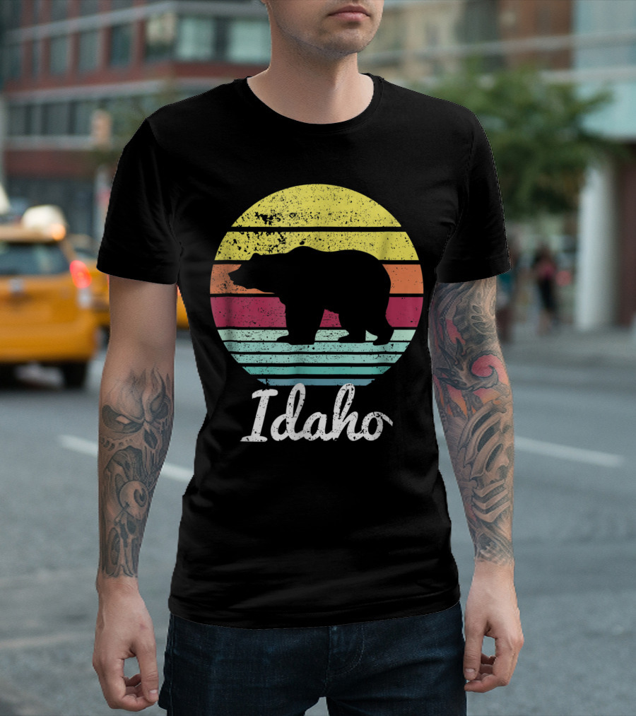 Idaho Retro Bear Sunset Wildlife Adventure T-Shirt