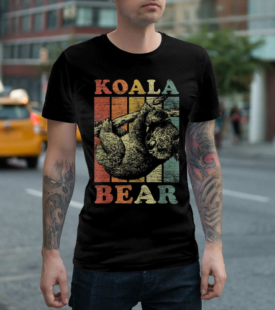 Vintage Koala Bear Retro Stripes T-Shirt