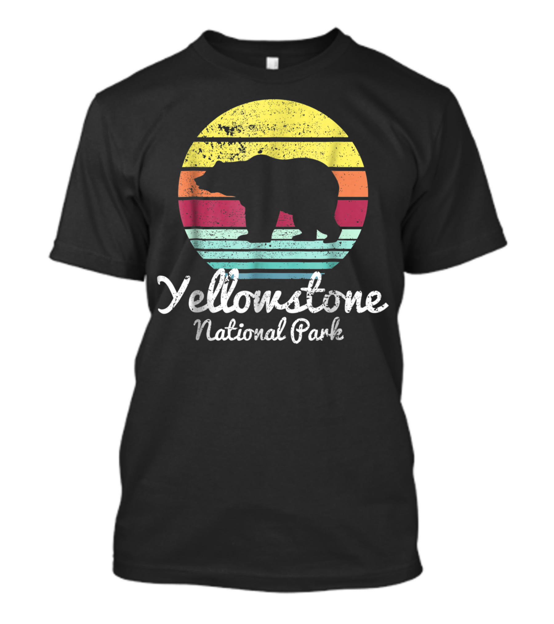 Vintage Yellowstone National Park Bear Retro Stripes T-Shirt