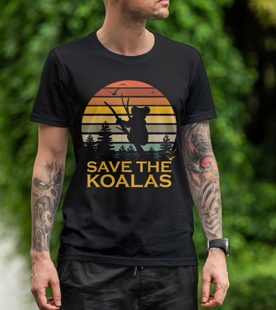 Save The Koalas Vintage Sunset Silhouette Animal Lovers T-Shirt