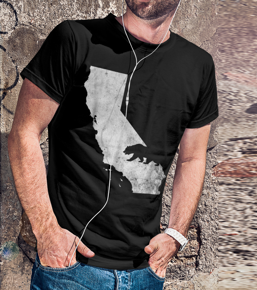 Vintage California State Flag Bear Outline Map T-Shirt