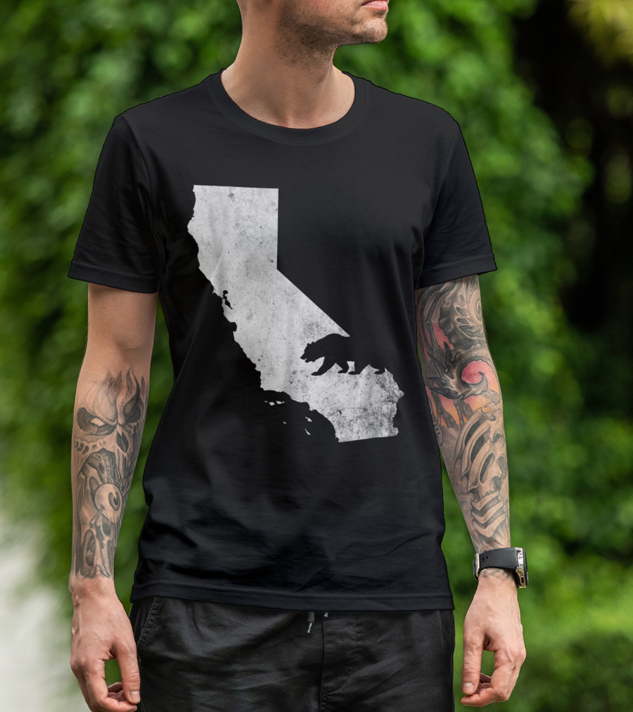 Vintage California State Flag Bear Outline Map T-Shirt